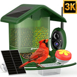Nafnti Solar Bird Feeder with Camera, 5MP 3K HD Camera Bird Feeder, Ultra Wide 185° View, 2.5L Dual Hopper, Modular Easy Clean, 5200mAh Battery, 2.4GHz Wifi, AI Bird Identification, IP65 Weatherproof