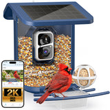 Nafnti Smart Bird Feeder with Camera, 2K Bird Feeder Outdoor with Solar Powered, Bird Camera with 10000+ AI Bird Identification, 5GHz/2.4GHz, IP65 Waterproof, Gift for Bird Lovers