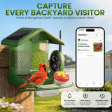 Nafnti Solar Bird Feeder with Camera, 5MP 3K HD Camera Bird Feeder, Ultra Wide 185° View, 2.5L Dual Hopper, Modular Easy Clean, 5200mAh Battery, 2.4GHz Wifi, AI Bird Identification, IP65 Weatherproof
