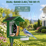 Nafnti 2K Bird Feeder with Camera, Lifetime Free AI Recognition, 10000+ AI Bird Identification, Camera Bird Feeder with Solar Powered, 5GHz/2.4GHz