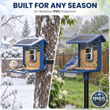 Nafnti Smart Bird Feeder with Camera, 2K Bird Feeder Outdoor with Solar Powered, Bird Camera with 10000+ AI Bird Identification, 5GHz/2.4GHz, IP65 Waterproof, Gift for Bird Lovers