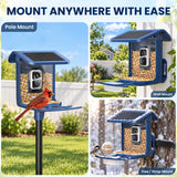 Nafnti Smart Bird Feeder with Camera, 2K Bird Feeder Outdoor with Solar Powered, Bird Camera with 10000+ AI Bird Identification, 5GHz/2.4GHz, IP65 Waterproof, Gift for Bird Lovers