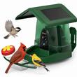 Nafnti Smart Bird Feeder with Camera, 4K HD Camera Bird Feeder, 10,000+ Species AI Bird Identification, 3W Solar Powered Roof, 2.4GHz WIFI, IP65 Waterproof, Gift for Bird Lovers