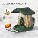 Nafnti Smart Bird Feeder with Camera, 4K HD Camera Bird Feeder, 10,000+ Species AI Bird Identification, 3W Solar Powered Roof, 2.4GHz WIFI, IP65 Waterproof, Gift for Bird Lovers