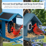 Comparison showing a mesh cover that prevents seed spillage and keeps bird seeds clean from bird droppings.